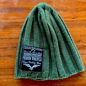 Analog winter beanie hat, olive green, like new